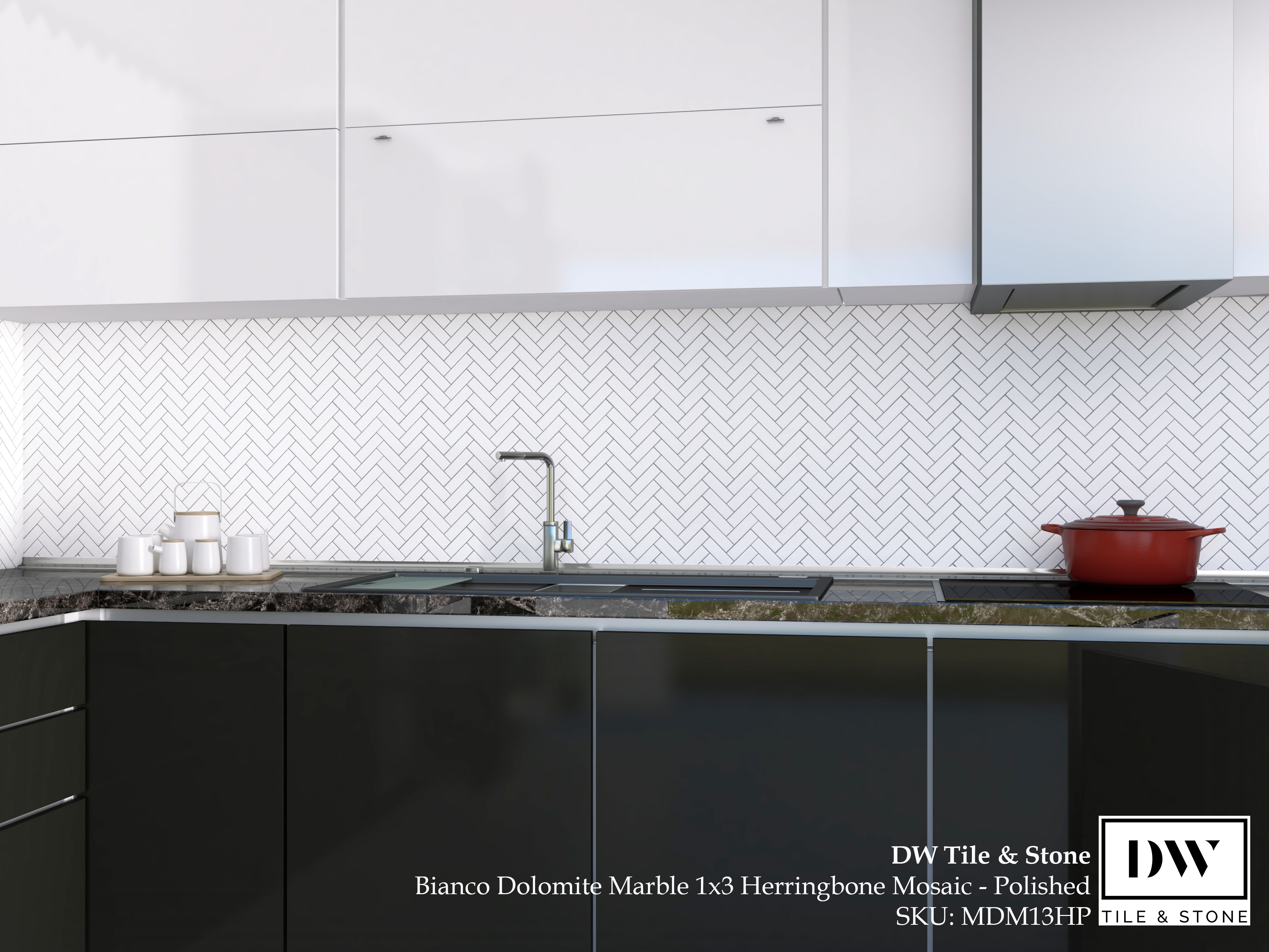 1x3 HERRINGBONE Dolomite Marble Mosaic Tile - Polished or Honed  - DW TILE & STONE - Atlanta Marble Natural Stone Wholesale Stone Supplier