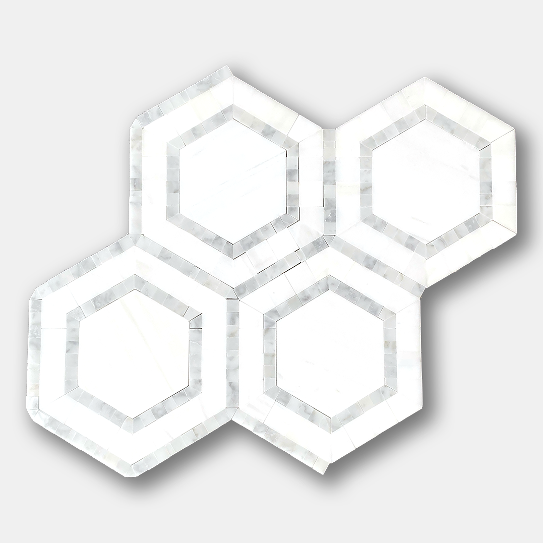 OVATION Dolomite Marble Hexagon Mosaic w/Bianco Gioia - Polished – DW ...